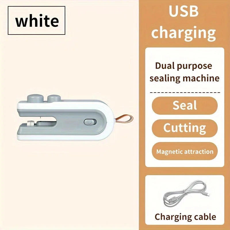 Selladora de Bolsas Eléctrica con Calor, Carga USB, Atracción Magnética, 2 en 1, Sellado y Corte, Selladora de Bolsas de Plástico Portátil 2026