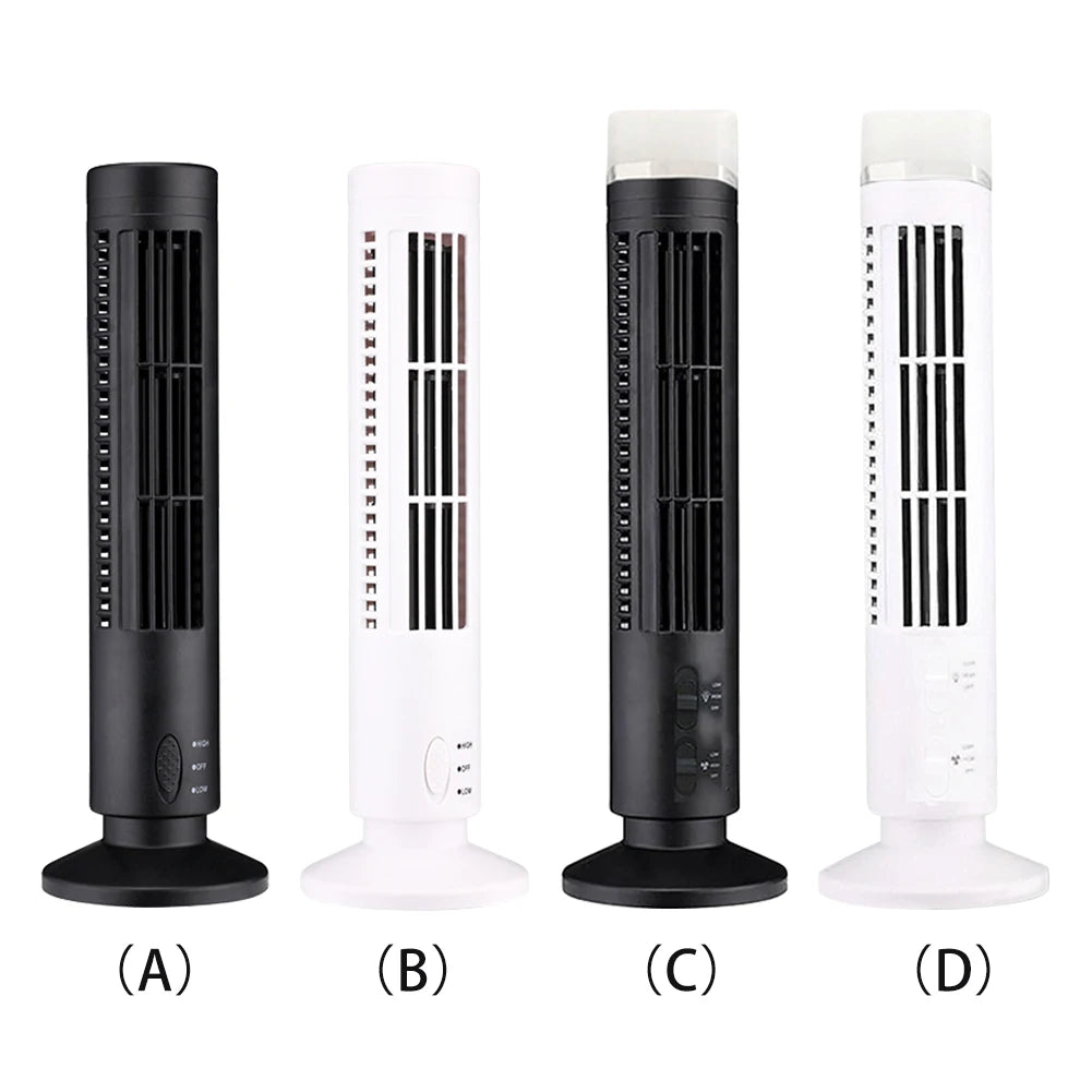 Ventilador de torre LED de 2,5 W, 38CM/33CM, sin hoja, 2 velocidades, ventilador de torre de pie, ventilador de suelo eléctrico portátil para sala de estar, dormitorio y oficina