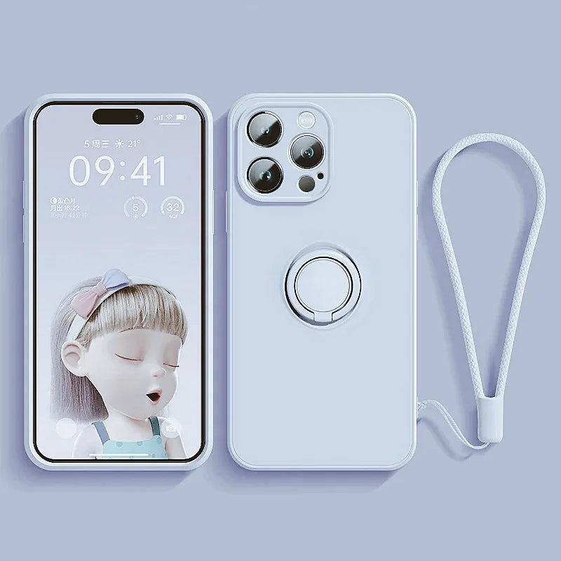 Funda Magnética con Anillo de Silicona Líquida para iPhone 17 Air 16E 15 14 13 12 11 Pro Max Plus, Antigolpes, Protectora y Suave