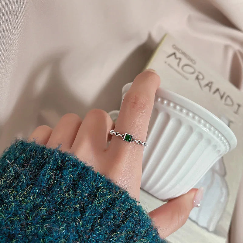 Anillo de Ópalo de Plata de Ley 925 para Mujer, Ajustable, para el Dedo Índice, Diseño Simple y Elegante, Joyería de Alta Gama, Regalo