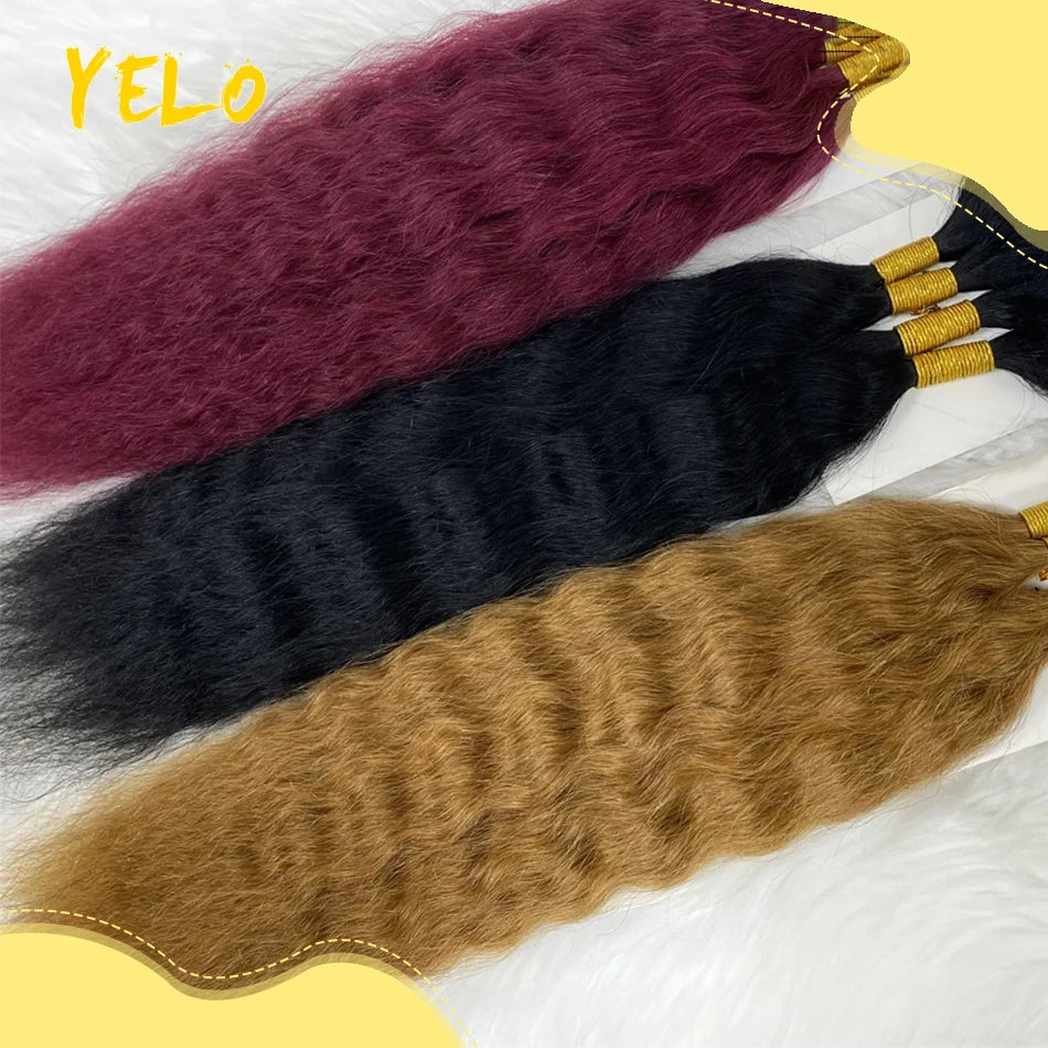 Yelo cabello trenzado humano húmedo y ondulado, cabello trenzado humano ondulado francés súper a granel para trenzas bohemias para suministro de salón 50G 100G