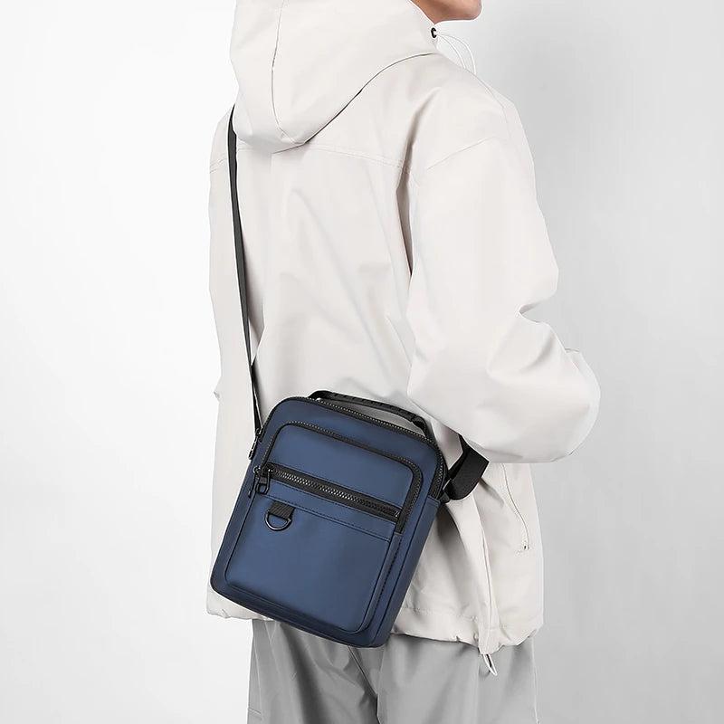 Bolso Bandolera de Lona de Alta Calidad para Hombre, Deportivo, Multibolsillos, con Compartimento para Teléfono, Casual de Negocios, Pequeño, con Cierre