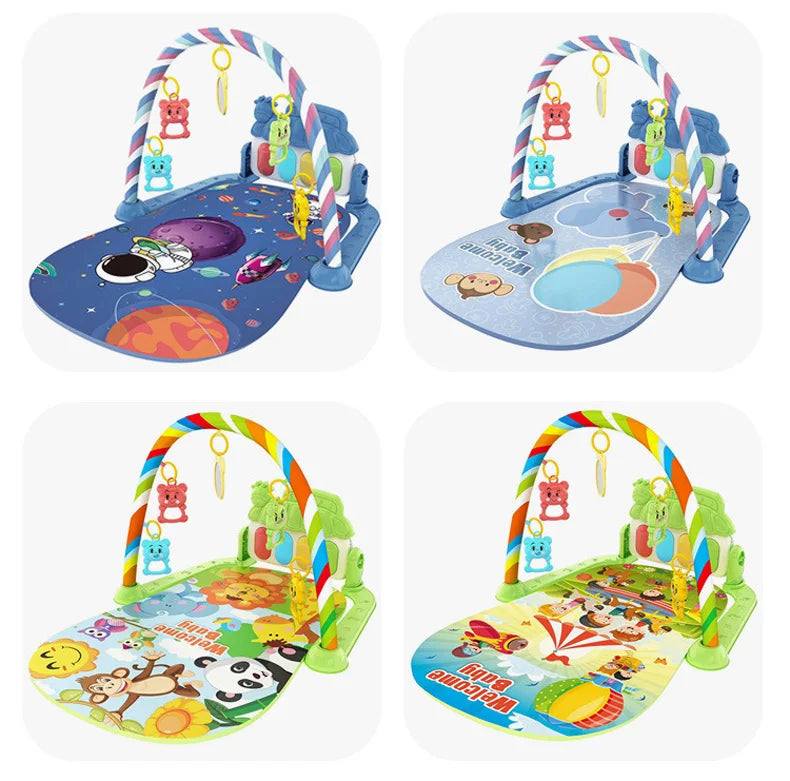 Alfombra de gimnasio para actividades musicales para bebé, alfombra para recién nacido, Pedal, teclado de Piano, estante de Fitness infantil, tapete para gatear, juguetes de regalo