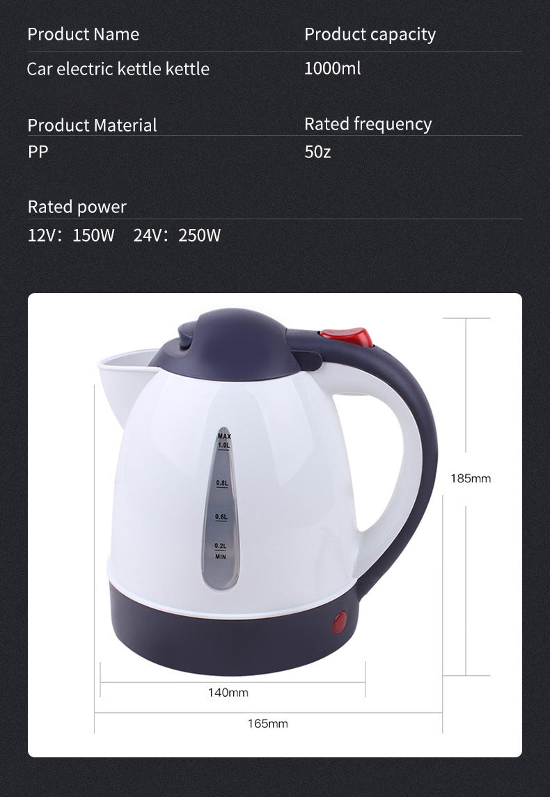 Hervidor de coche portátil, venta al por mayor, camión grande, hervidor eléctrico de 12v y 24v, encendedor de cigarrillos, taza para hervir té, 1000ML