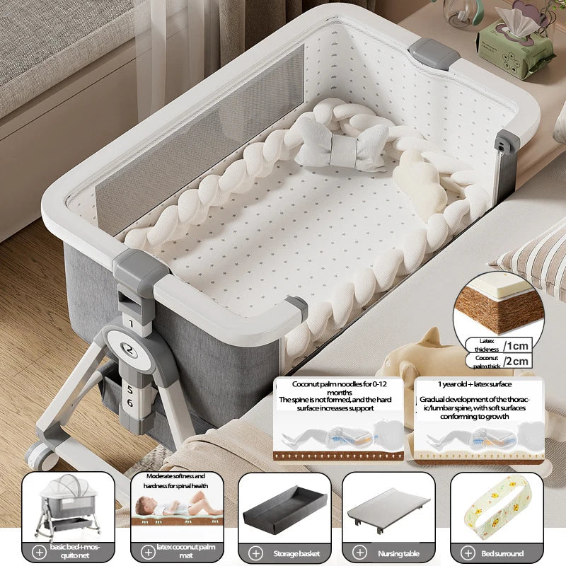 Cuna Multifuncional Segura para Bebés, Plegable, con Función de Balanceo, para Colocar Junto a la Cama, Portátil, para Recién Nacidos, para una Vida Familiar Más Sencilla