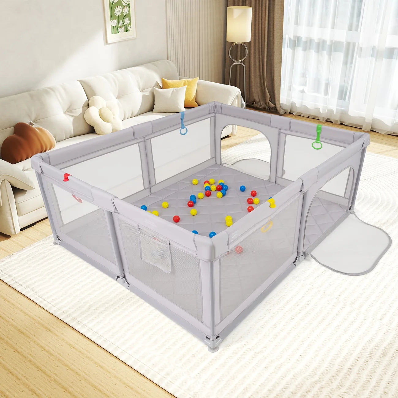 Parque de juegos para bebés / Centro de actividades para niños / Valla grande para bebés para interiores y exteriores con malla suave y transpirable para niños pequeños / Regalo de Halloween y Navidad