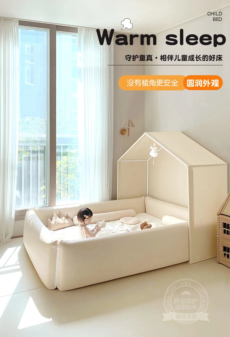 Cuna de seguridad sencilla con barandilla para niños, diseño normal, corralito, camas infantiles, muebles para el hogar