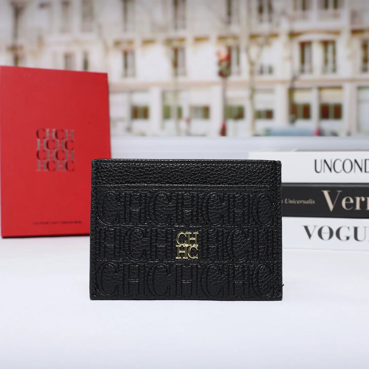 Cartera Clásica de Moda para Hombre y Mujer, Diseño de Letras con Textura Genuina, Clip para Tarjetas, Empaque Simple CH