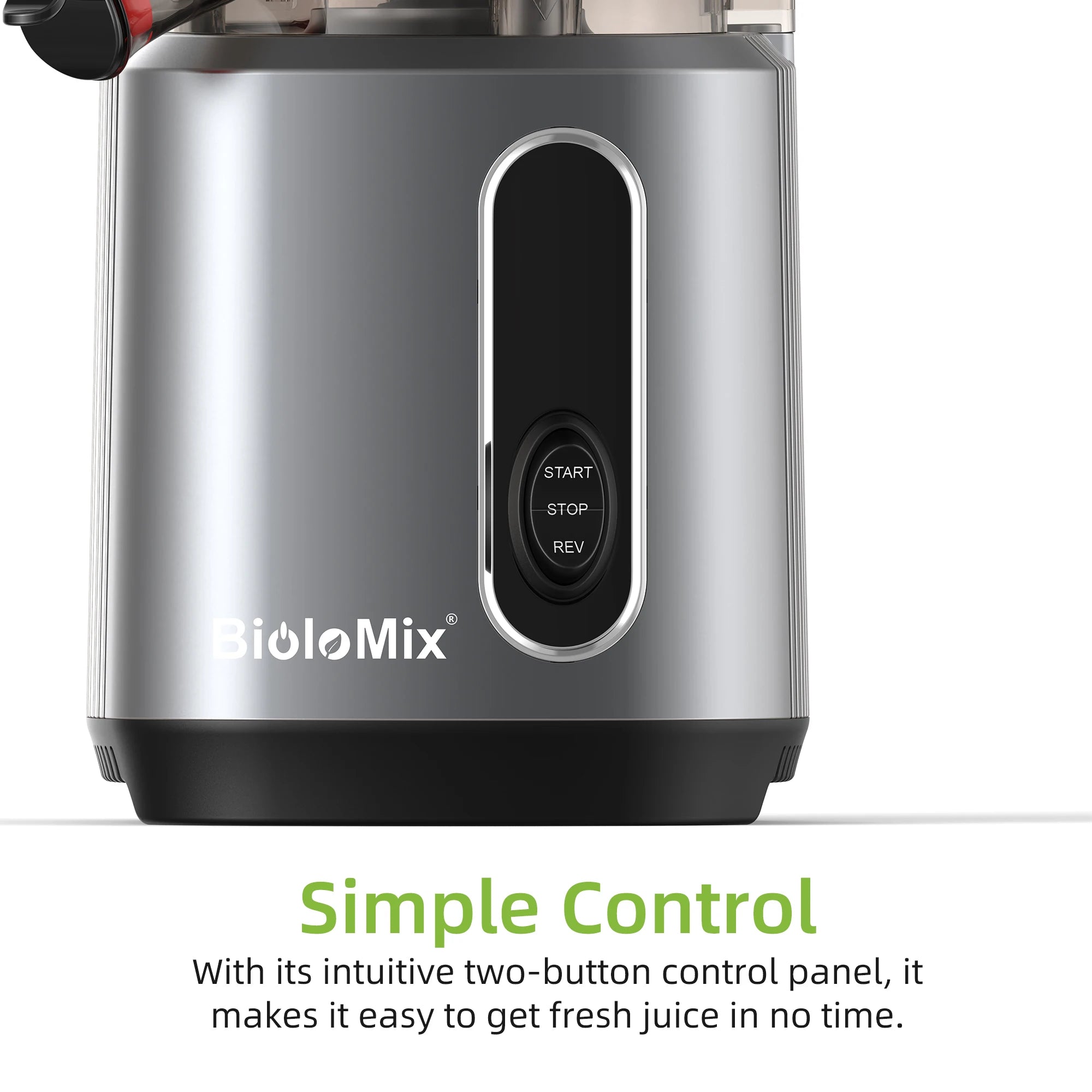 BioloMix-exprimidor de prensa en frío con conducto de alimentación de 78mm, potente Motor de 200W, 40-65RPM, Extractor de zumo de masticulación lenta, se adapta a frutas completas