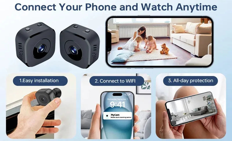Mini cámara WiFi HD de 1080P, vigilancia de seguridad interior, Monitor de bebé, videocámara de visión nocturna, cámara IP, grabadora de Audio y vídeo