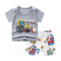 Conjunto informal de manga corta para niños, Camiseta con estampado de dinosaurio, pantalones cortos sueltos, traje de dos piezas, chándales bonitos de moda, ropa exterior