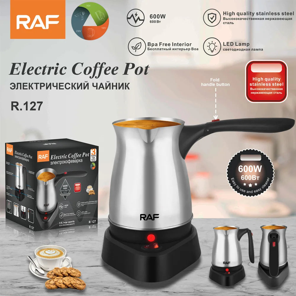 Cafetera turca de 600W, cafetera portátil italiana, árabe, griega, Moka, mango plegable, fácil para viajes en casa