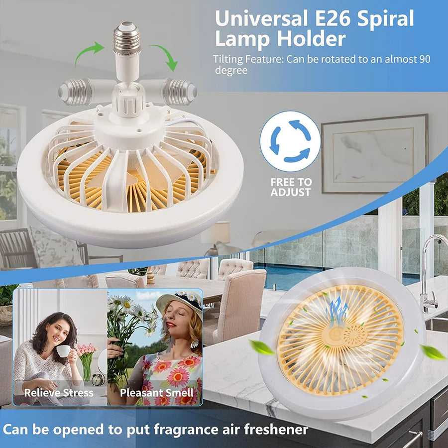 Ventilador de Techo de anillo LED,Luz del ventilador de techo,Con mando a distancia,3000K-6500K/luminosidad regulable,Tres velocidades del viento,18W,1400Lm-1800Lm. para Dormitorio, Sala de Estar, Cocina, Comedor
