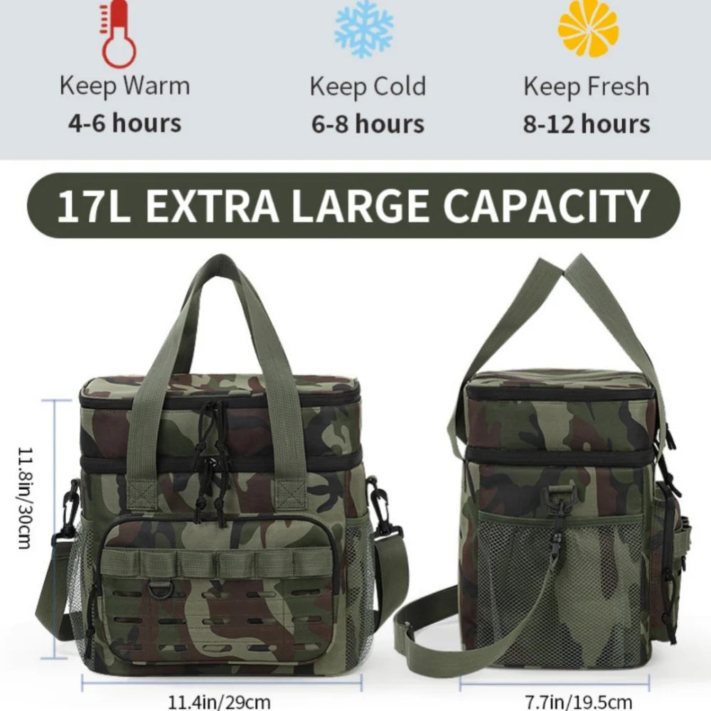 Bolsa de almuerzo térmica táctica de gran capacidad de camuflaje, bolsa de hielo portátil duradera con aislamiento a prueba de fugas para exteriores