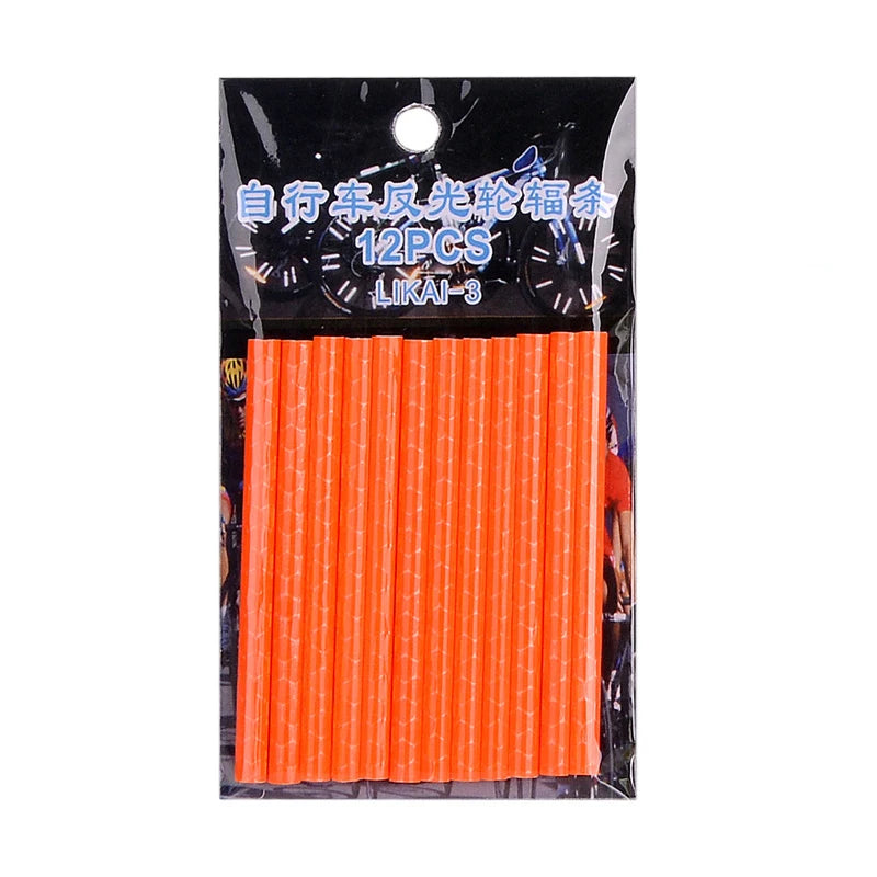 12 unids/bolsa radios de rueda de bicicleta pegatina reflectante tira de tubo luz de advertencia DIY 7,5 cm MTB Reflector de ciclismo Kit de seguridad reflectante