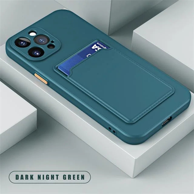 Funda tipo billetera de silicona suave de lujo para iPhone 17 Air 16 15 14 11 13 12 Pro Max Plus, Funda protectora trasera con ranura para tarjetero