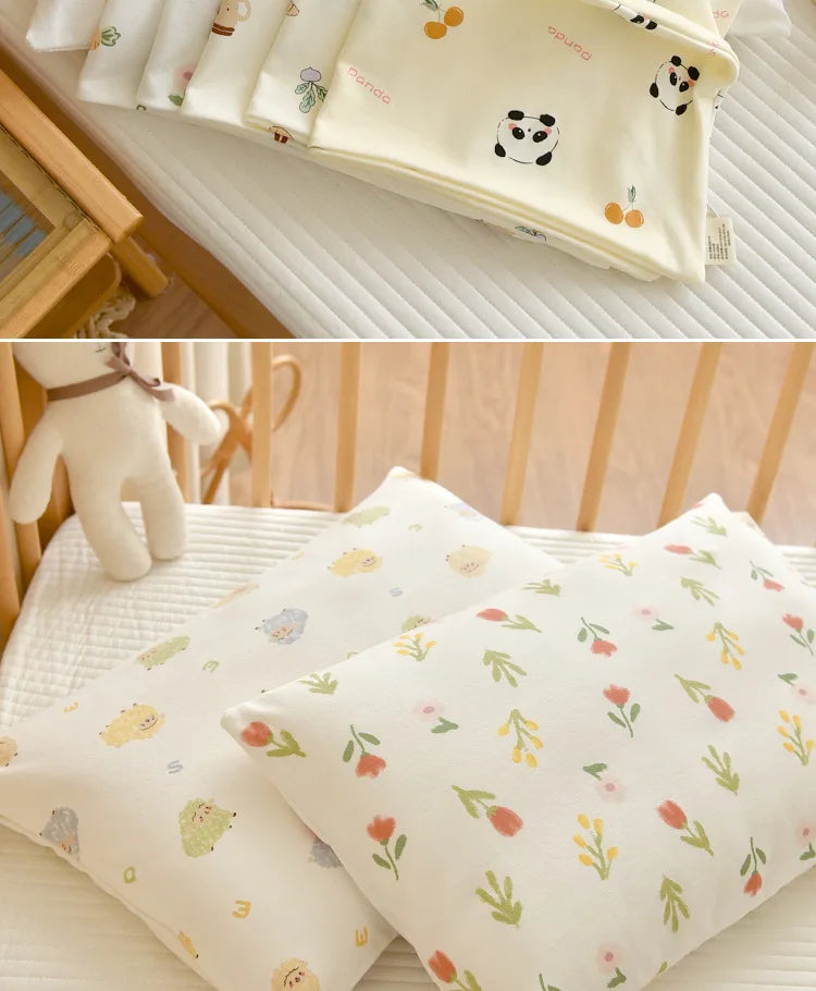 Almohada transpirable de algodón con dibujos animados para bebés y niños, almohada para recién nacidos, almohada para siesta para jardín de infantes, adecuada para uso diario, 30x50cm