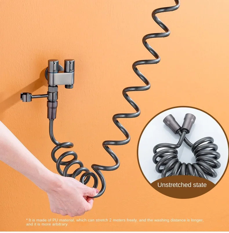 Juego de rociador de bidé para baño, rociador de bidé de mano, válvula de ángulo de salida doble, accesorios de baño