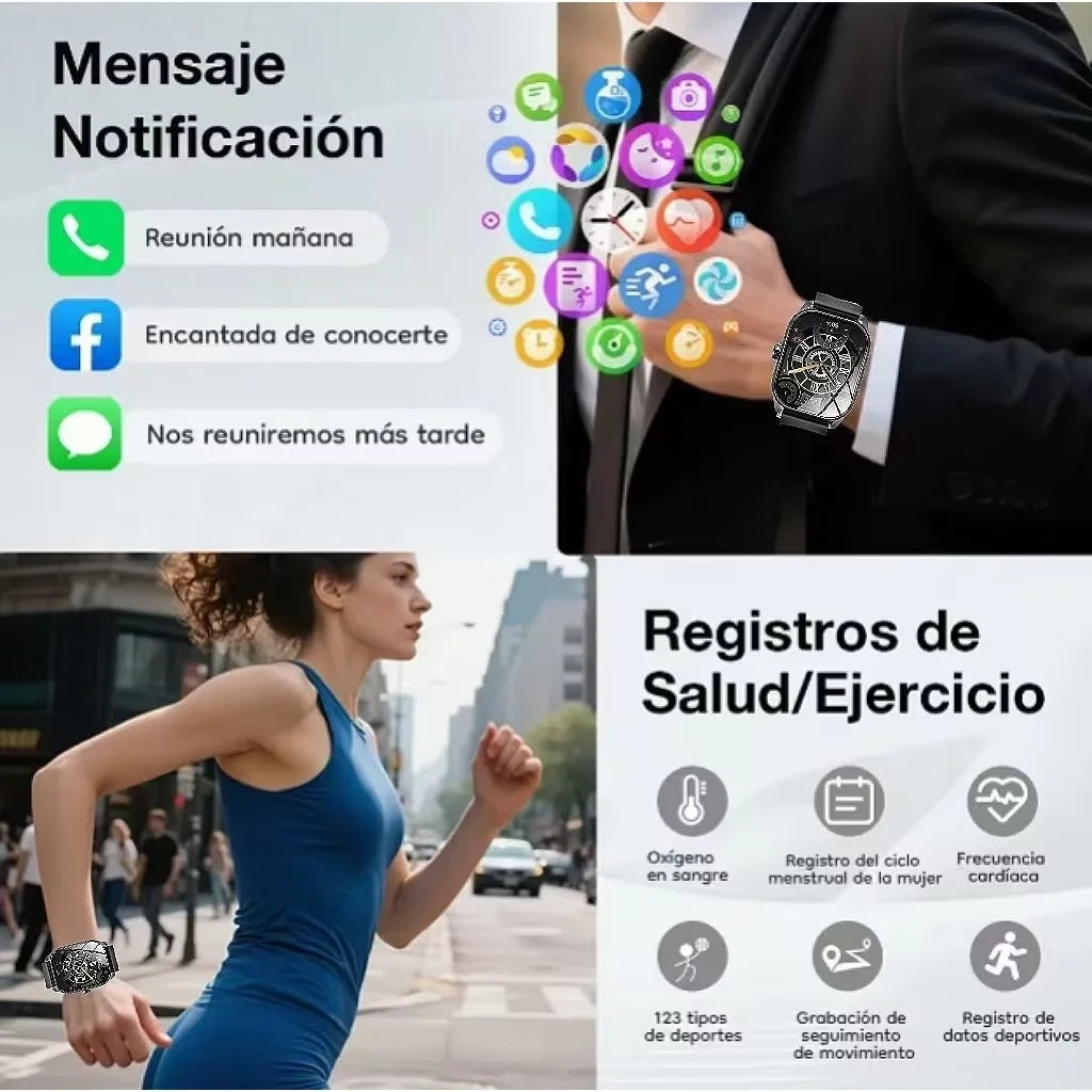 Reloj Inteligente Unisex Edvell Pantalla Completa Curvada Llamadas Inalámbricas por Bluetooth Larga Duración de Batería Reproducción de Música Monitoreo del Sueño Recordatorio de Notificaciones de Mensajes Reloj de Fitn