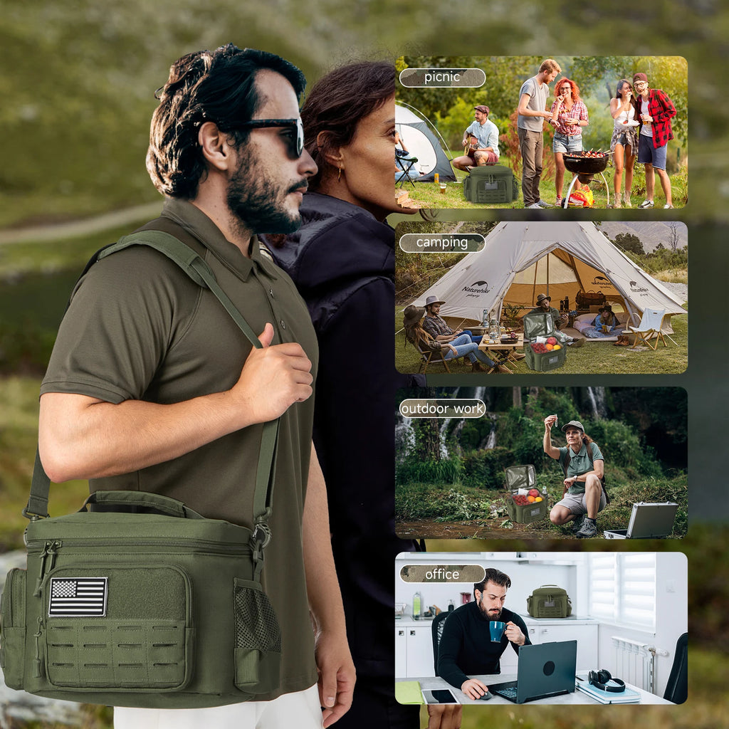 Fiambrera táctica para hombres, bolsa de almuerzo resistente al aire libre, bolsa térmica duradera con aislamiento a prueba de fugas para trabajo, comida, Camping, Picnic