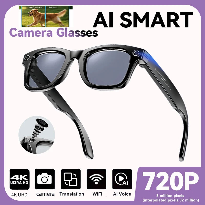 Gafas Inteligentes 2026 Nueva Versión con Cámara, Grabación de Video, Reconocimiento de Fotos por IA, Llamadas Bluetooth, Traducción de Voz, Gafas de Sol para Hombre