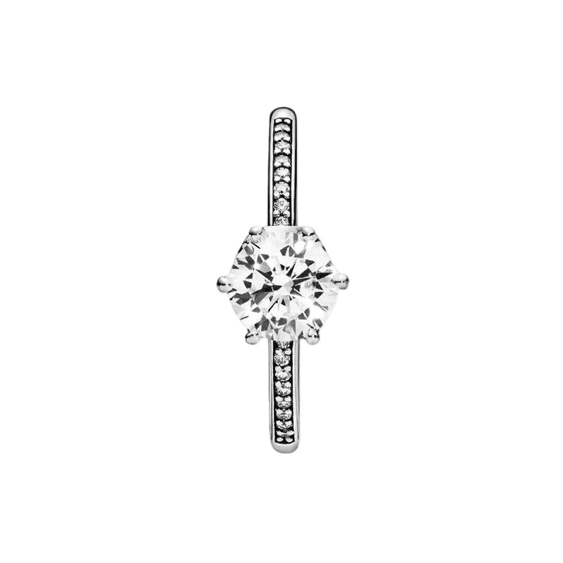 Anillo de Plata 925 con Corona y Corazón de Circonio Dorado para Mujer, Joyería Europea de Moda para Bodas y Fiestas, Regalo DIY