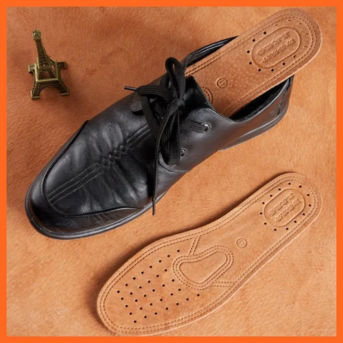 1 par de plantillas de piel de vaca para zapatos de hombre, desodorante cómodo, plantilla de cuero informal, pies, suela de zapato plana de cuero genuino de calidad