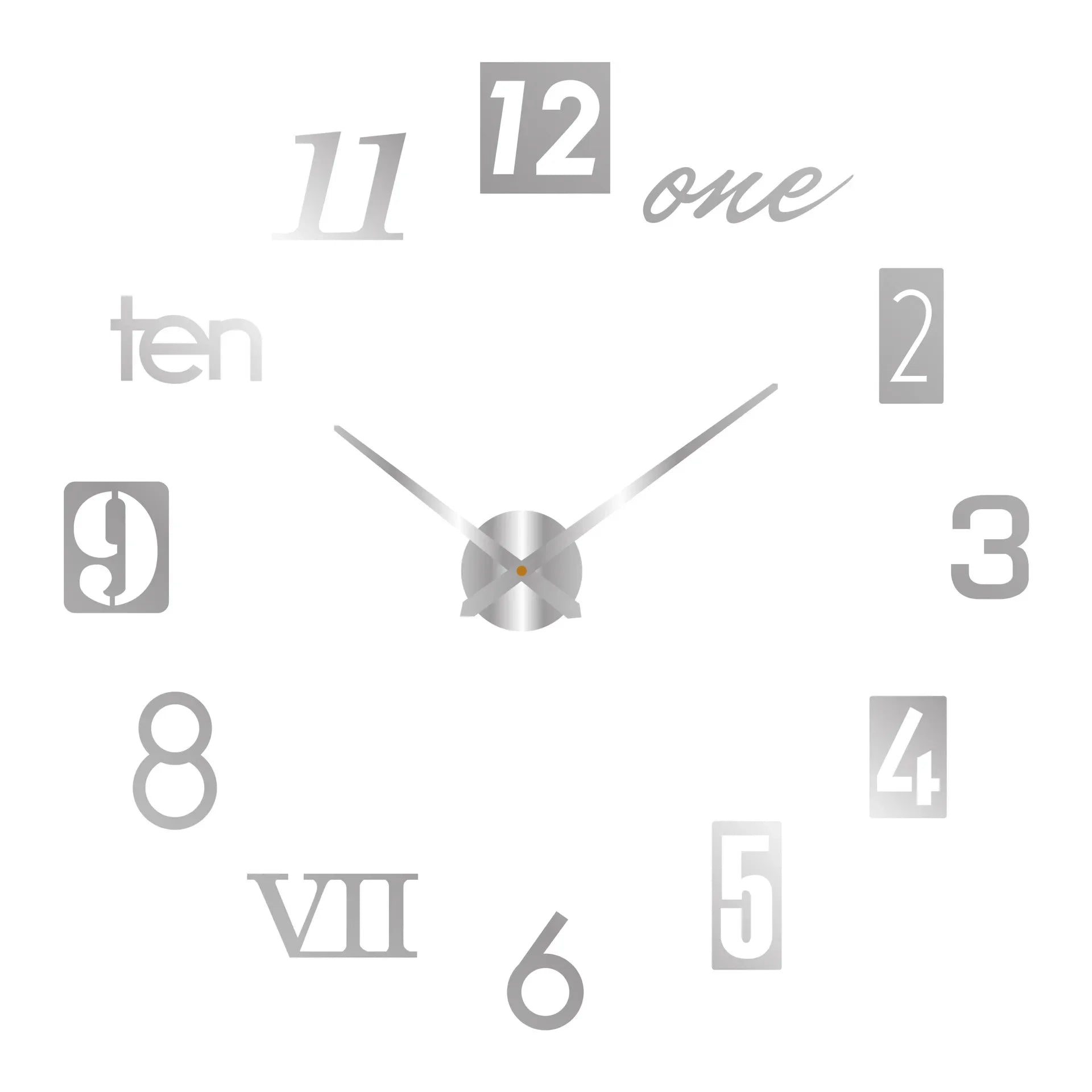 Reloj de pared con espejo acrílico de Número Romano grande 2D/3D, pegatina de moda DIY, relojes de cuarzo, reloj, decoración del hogar, pegatinas para el salón