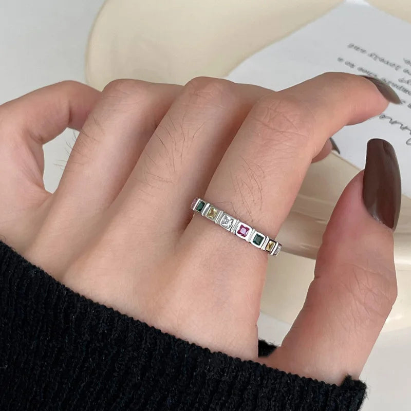 Anillo de Ópalo de Plata de Ley 925 para Mujer, Ajustable, para el Dedo Índice, Diseño Simple y Elegante, Joyería de Alta Gama, Regalo