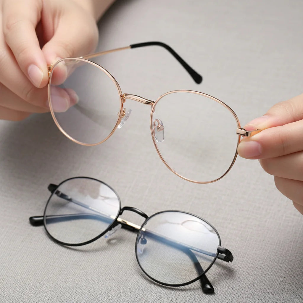 Gafas Fotocromáticas con Bloqueo de Luz Azul para Mujer y Hombre, Gafas de Computadora Redondas Retro, Gafas Antideslumbrantes Camaleón, Montura Óptica
