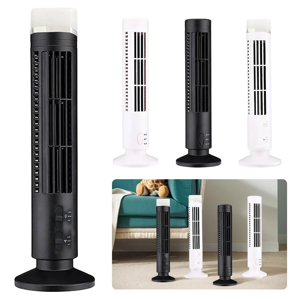 Ventilador de Torre LED sin aspas, refrigeración de aire, 2 velocidades, miniacondicionador Vertical, USB, portátil, para casa y oficina