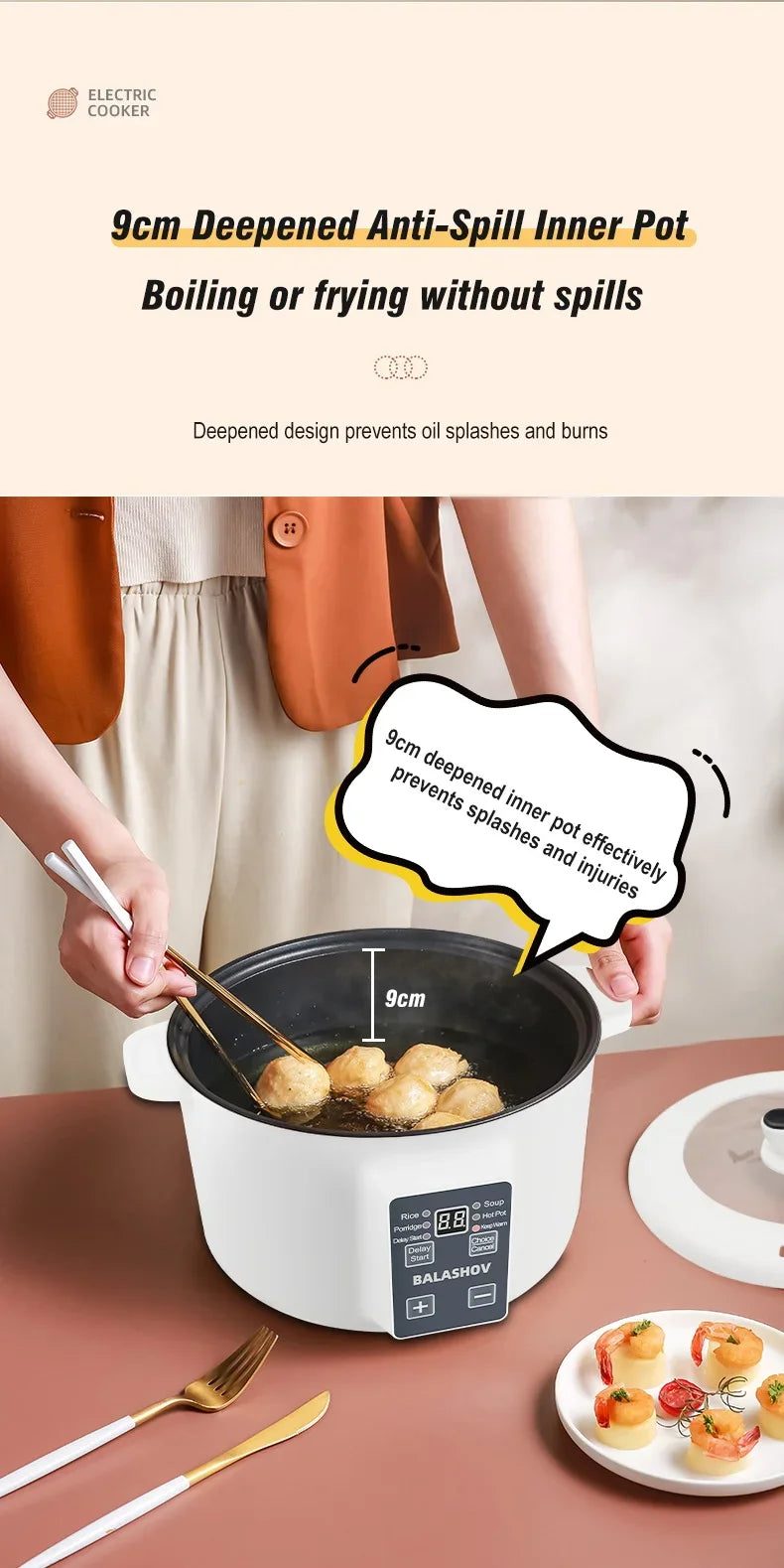 Cocinas múltiples para el hogar de 220V, cocina eléctrica de 3,5 L, olla de cocina antiadherente, olla caliente, olla arrocera inteligente, aparatos de cocina