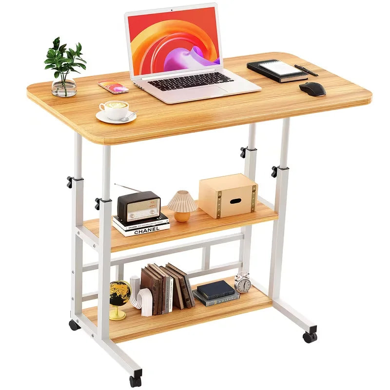 ECHIGOYA Escritorio Portátil, Mesa para Laptop, Escritorio de Computadora con Repisas, Escritorio de Pie Altura Ajustable con Ruedas, Mesa para Cama de Hospital, Home Office, 60cm*40cm