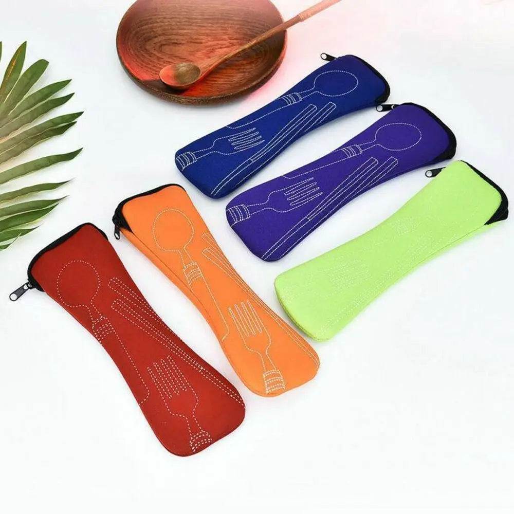 Bolsa de vajilla de embalaje de viaje, alta calidad, portátil, sin vajilla, bolsas para cubiertos, Picnic, tenedor, cuchara, estuche para vajilla