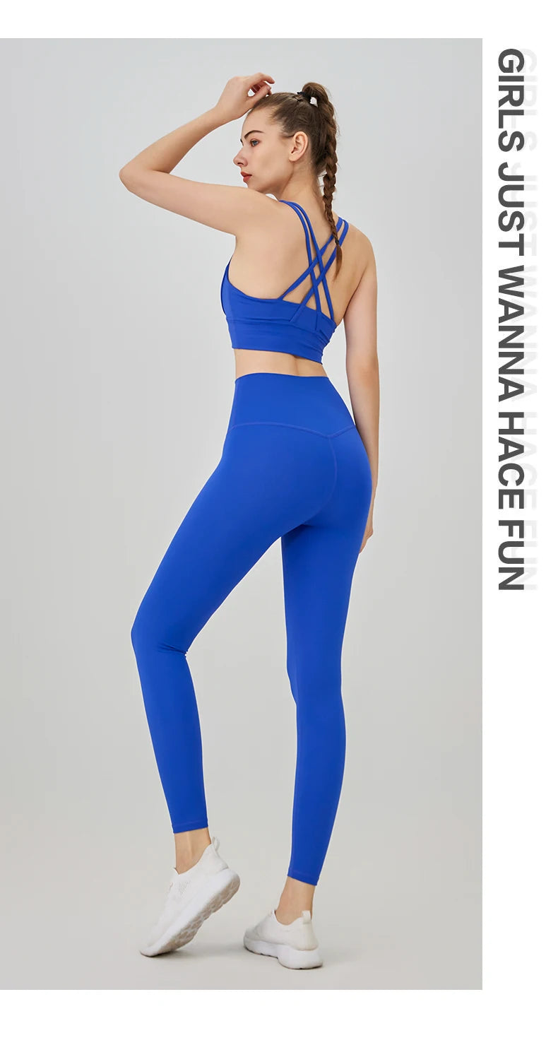Ropa de Yoga de 2 piezas, chándal para mujer, ropa atlética, traje de Fitness para Pilates, entrenamiento de gimnasio, ropa de realce, Sujetador deportivo, traje de mallas