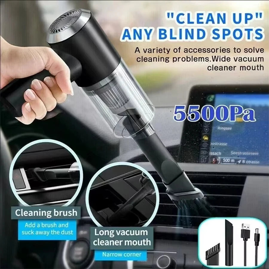 Aspiradora de mano para coche con filtro, súper succión, depósito de polvo de 0,3 L, ruido de 45 dB, adecuada para el hogar, la oficina, limpieza de pelo de mascotas, aspiradora de coche, limpieza de alfombras