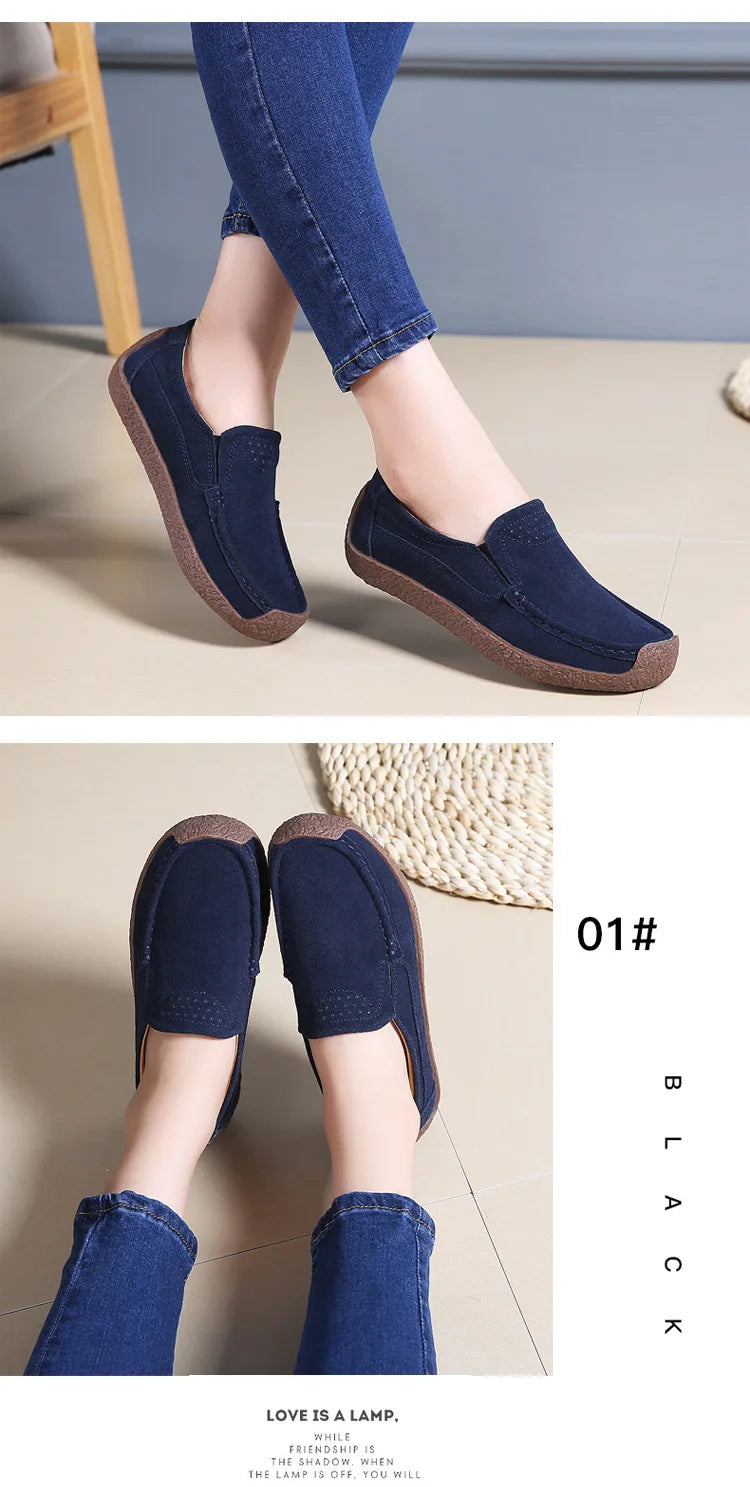 Zapatos informales De cuero genuino para Mujer, zapatillas De ocio, mocasines sin cordones De marca De lujo para Mujer, mocasines suaves para Mujer, Zapatos De Mujer