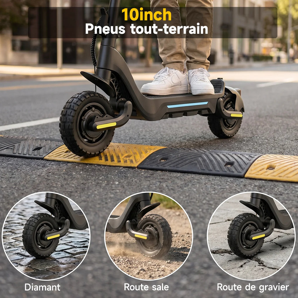Patinetes eléctricos para adultos TODIMART X5S con motor dual de 490W, batería de 48V 18.2Ah, neumáticos todoterreno, desbloqueo inteligente por APP.