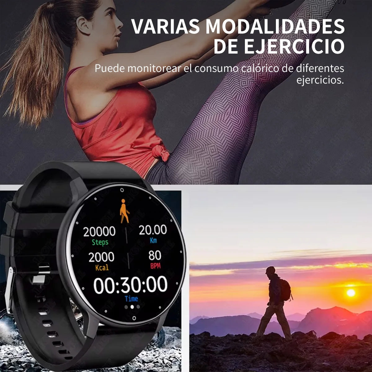 Música dos auriculares reloj inteligente hombres Bluetooth Monitor de salud reloj inteligente deportivo