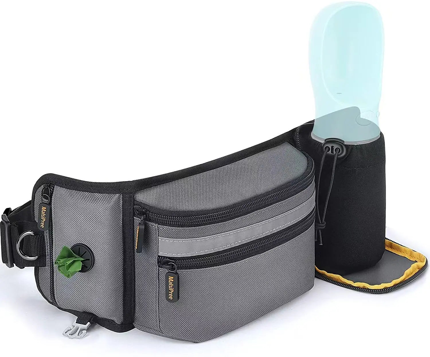 Riñonera de adiestramiento al aire libre con bolsa de golosinas de entrenamiento para perros desmontable, riñonera reflectante para caminar con mascotas, almacenamiento de correa para correr
