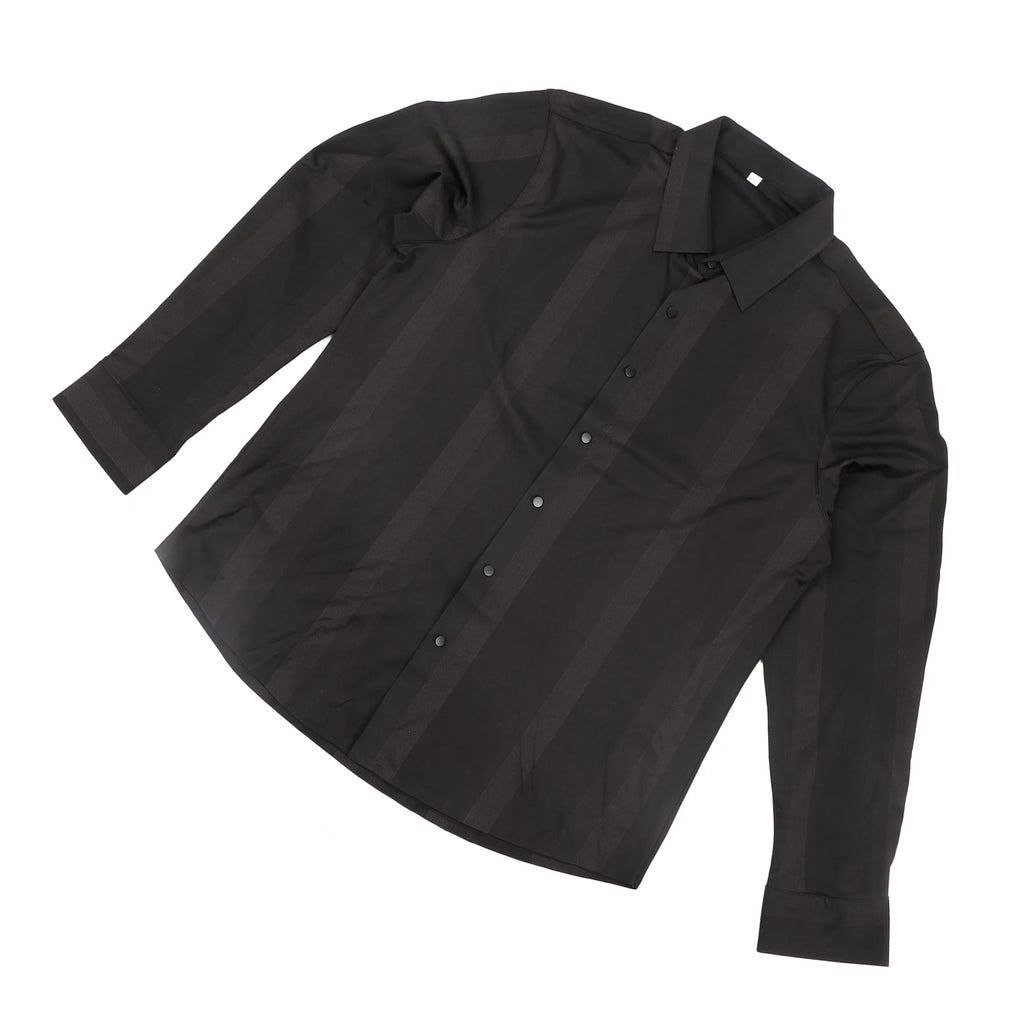 Camisa de manga larga de seda de hielo para hombre, camisa de manga larga para hombre, camisa de planchado sin rieles de alta flexibilidad, camisa de seda de hielo a rayas