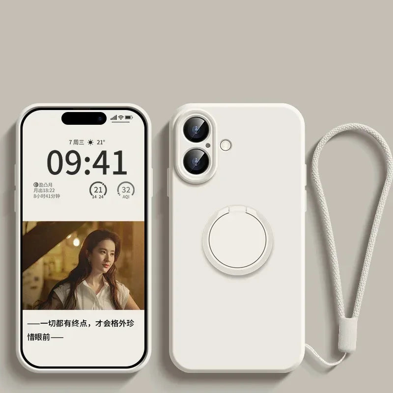 Funda Magnética con Anillo de Silicona Líquida para iPhone 17 Air 16E 15 14 13 12 11 Pro Max Plus, Antigolpes, Protectora y Suave