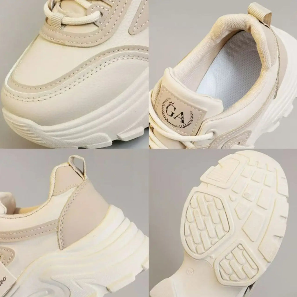 Zapatillas de deporte para mujer, zapatos de cuero con aumento de altura, zapatos informales con cordones a la moda, zapatos vulcanizados para exteriores, zapatos de plataforma de diseñador para mujer