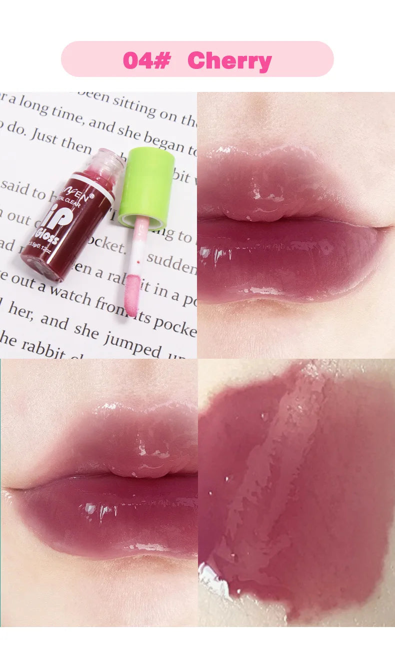 Juego de 6 piezas de brillo de labios con espejo de cristal, bálsamo labial ligero hidratante, brillo brillante, tinte transparente, melocotón, cereza, rosa