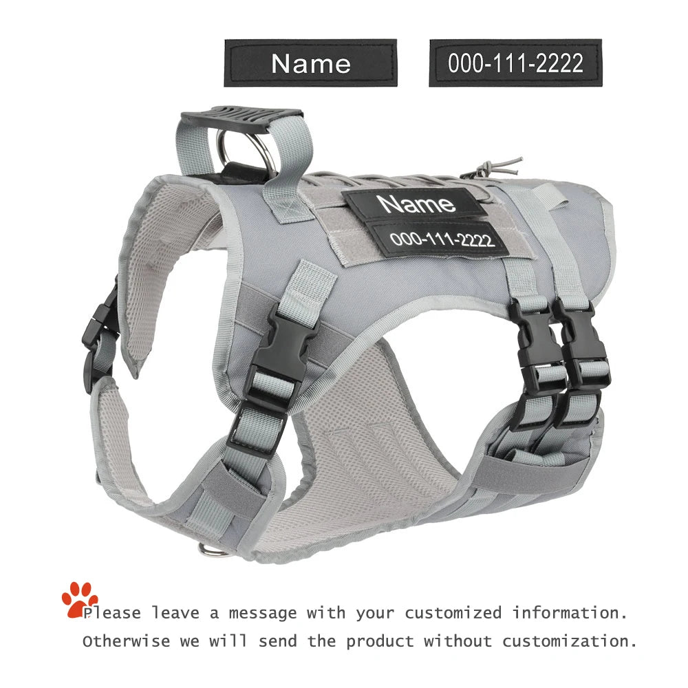 Arnés para perro con nombre personalizado, teléfono personalizado, arnés ajustable transpirable para mascotas, chaleco con correa para el pecho para perros medianos y grandes