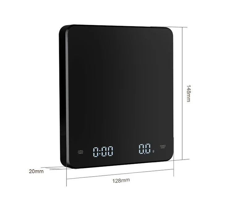 1 Juego de báscula de café electrónica con almohadilla de silicona báscula de café Digital con temporizador pantalla LED carga USB uso en cafetería en casa buen regalo