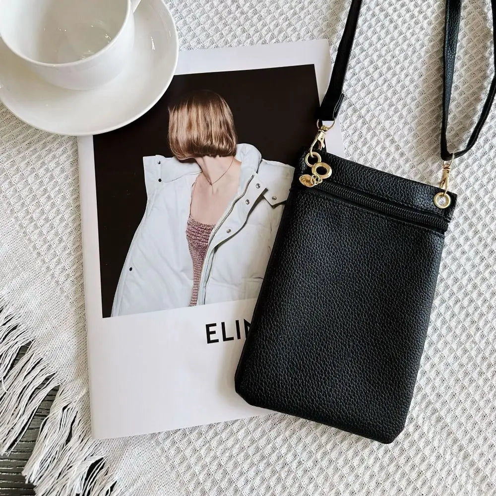 Mini bolso cruzado con patrón de Litchi de PU, carteras informales de Color dulce, bolsa de almacenamiento para teléfono móvil, bolso de hombro de un solo hombro