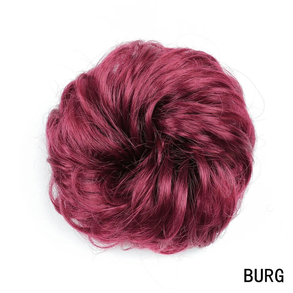 AZQUEEN moño de pelo sintético moño Natural gris desordenado banda para el cabello rizado elástico Scrunchy piezas de cabello falso para mujeres horquillas