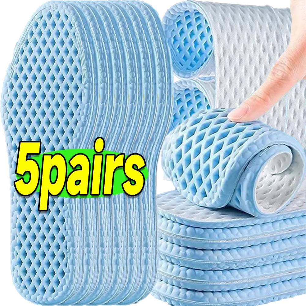 Plantillas de sensación fresca para hombre y mujer, almohadillas suaves para absorber el sudor, desodorización, calzado deportivo transpirable, plantilla descalza de alta elasticidad, 1/3/5 pares