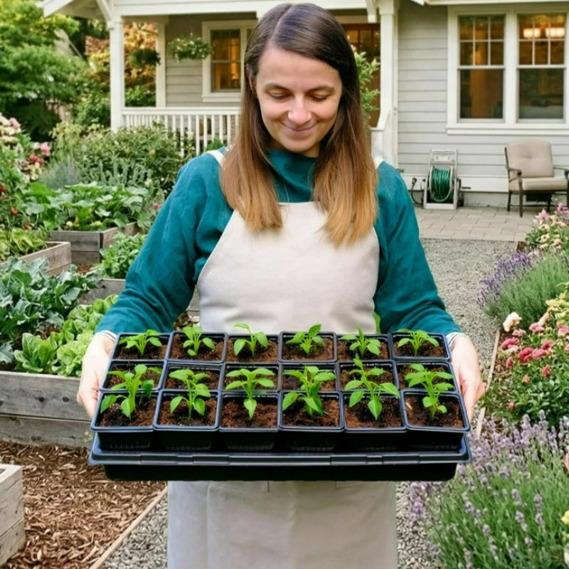 Macetas Altas y Profundas para Árboles, Contenedores para Plantas y Flores, Macetas de Inicio con Orificios de Drenaje, Vasos para Semilleros de Jardín y Exteriores